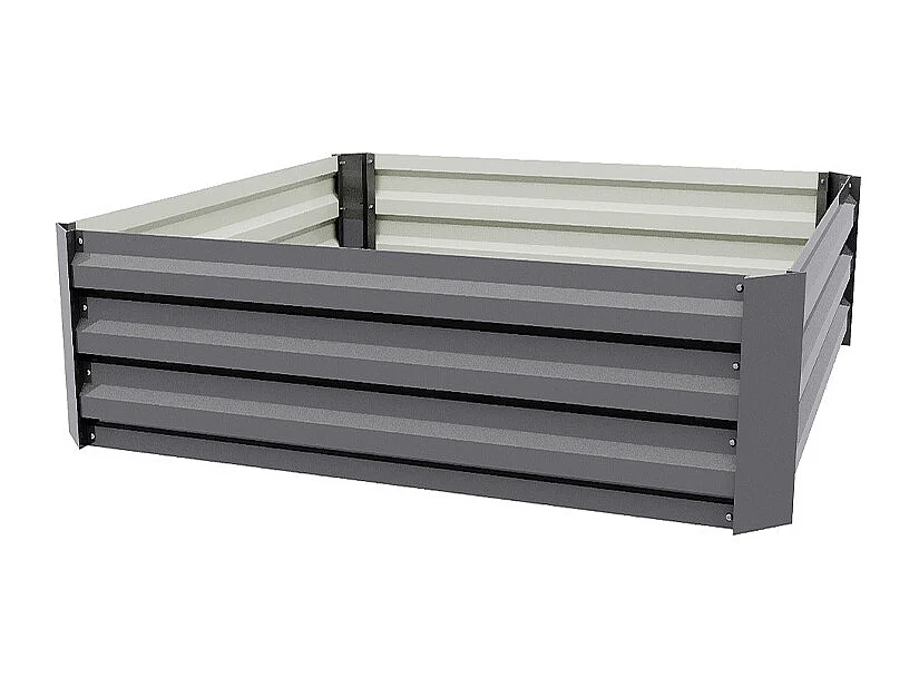 Grey Galvanised Steel Rectangular Raised Garden Bed - 100 x 100cm