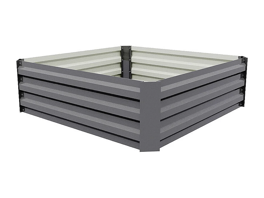 Grey Galvanised Steel Rectangular Raised Garden Bed - 100 x 100cm