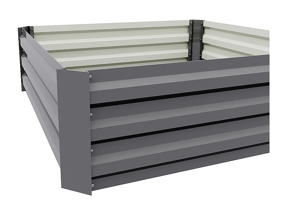 Grey Galvanised Steel Rectangular Raised Garden Bed - 100 x 100cm