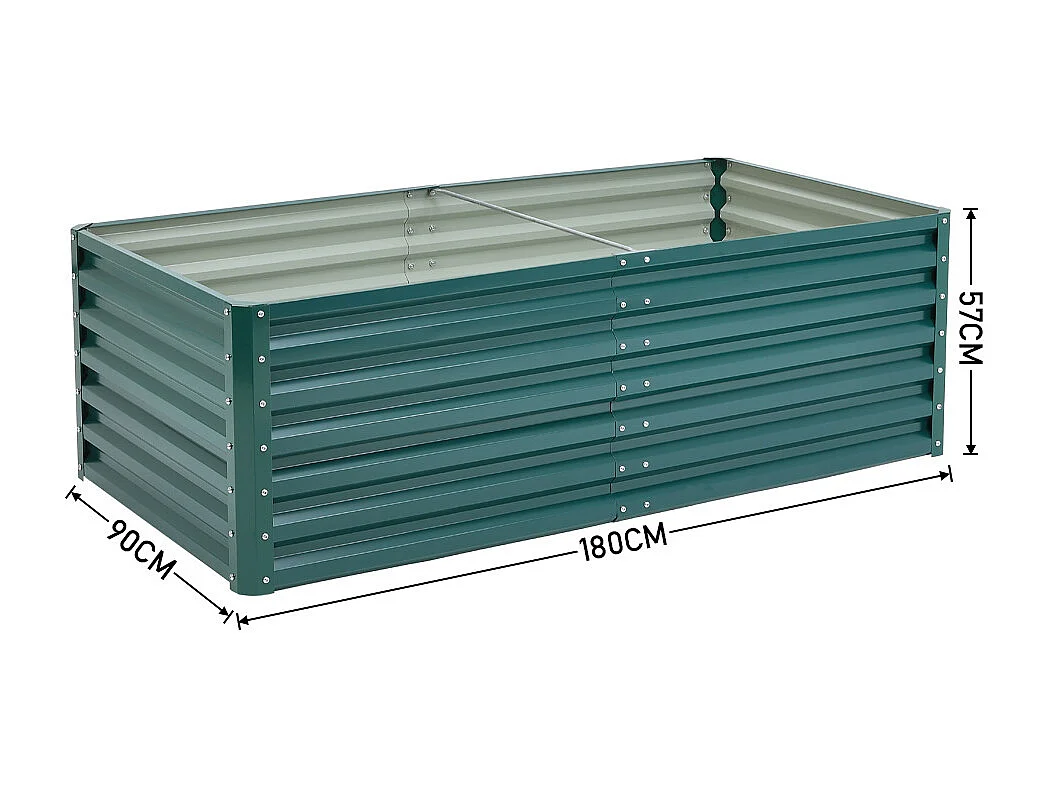 180 x 91cm Rectangular Zinc Steel Colourbond Raised Garden Bed - Green