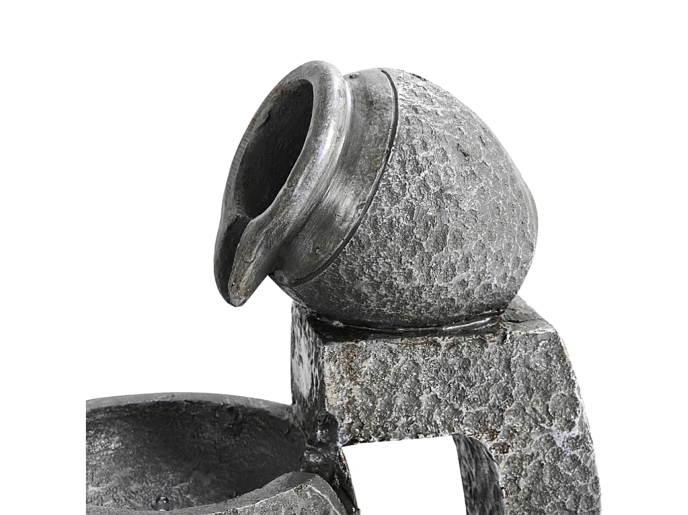 Grey Resin 5-Tier Solar Powered Cascading Bowl Water Fountain with LED Light - Small