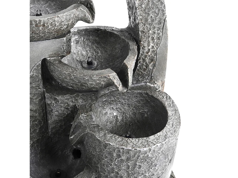 Grey Resin 5-Tier Solar Powered Cascading Bowl Water Fountain with LED Light - Small