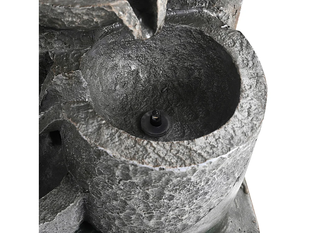 Grey Resin 5-Tier Solar Powered Cascading Bowl Water Fountain with LED Light - Small