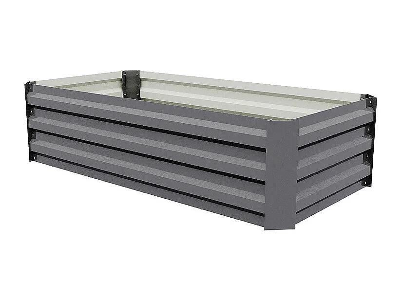 Grey Galvanised Steel Rectangular Raised Garden Bed - 100 x 60cm