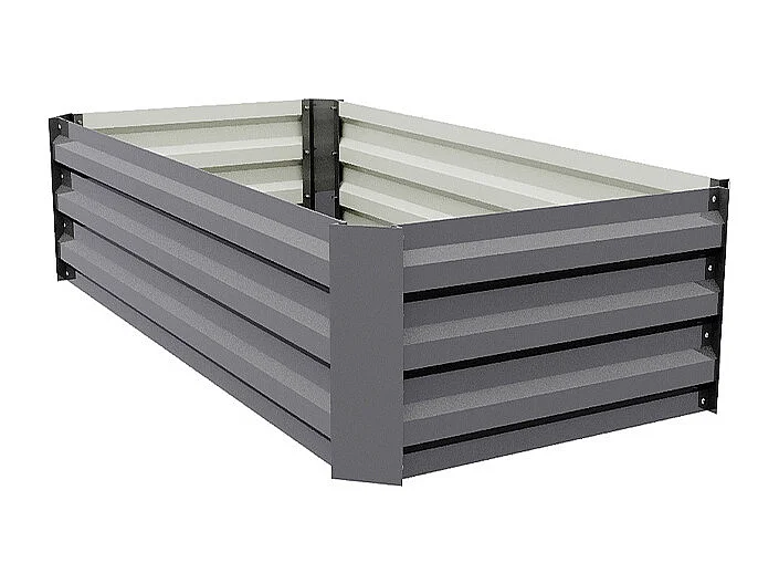 Grey Galvanised Steel Rectangular Raised Garden Bed - 100 x 60cm