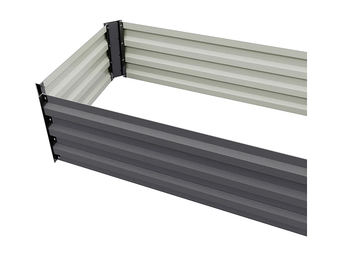 Grey Galvanised Steel Rectangular Raised Garden Bed - 100 x 60cm