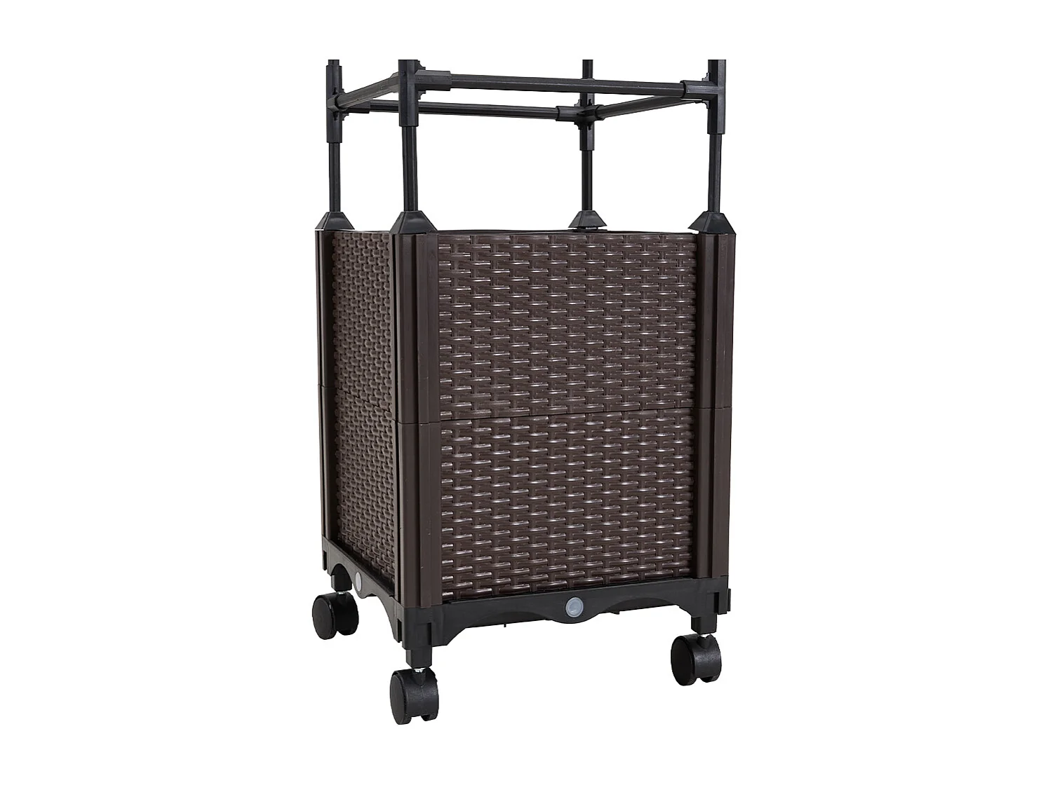 Rattan Effect Plastic & Metal Planter Box with 4-Tier Trellis - Deepened Base