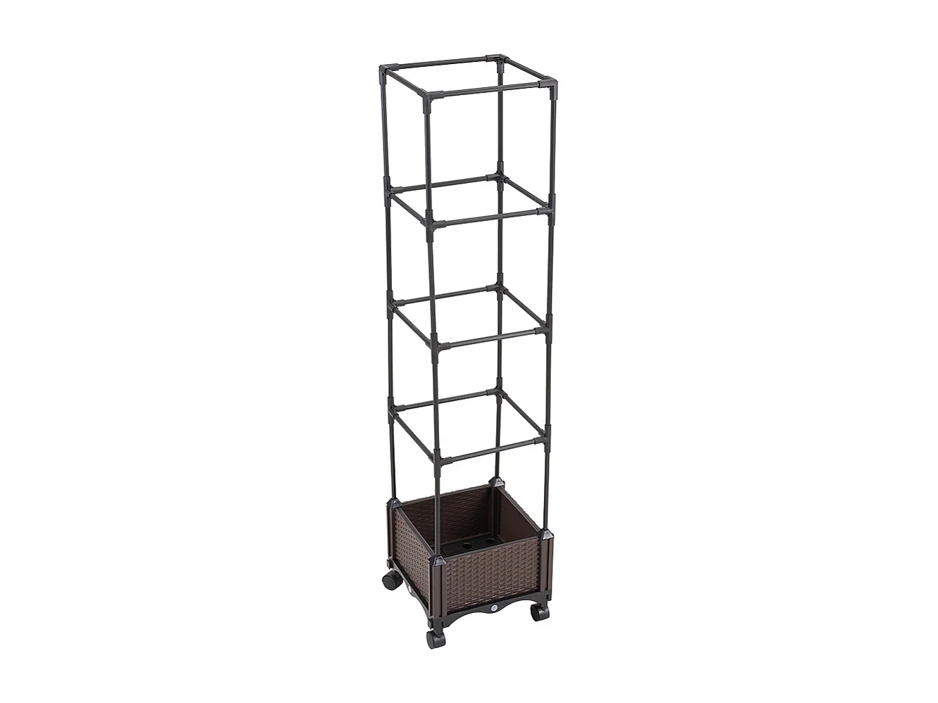 Rattan Effect Plastic & Metal Planter Box with 4-Tier Trellis
