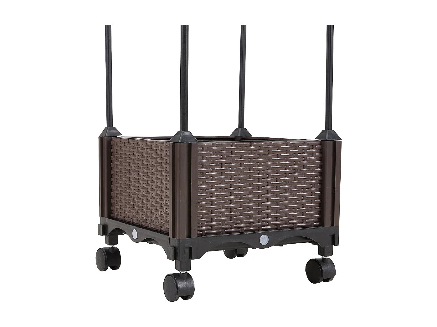 Rattan Effect Plastic & Metal Planter Box with 4-Tier Trellis