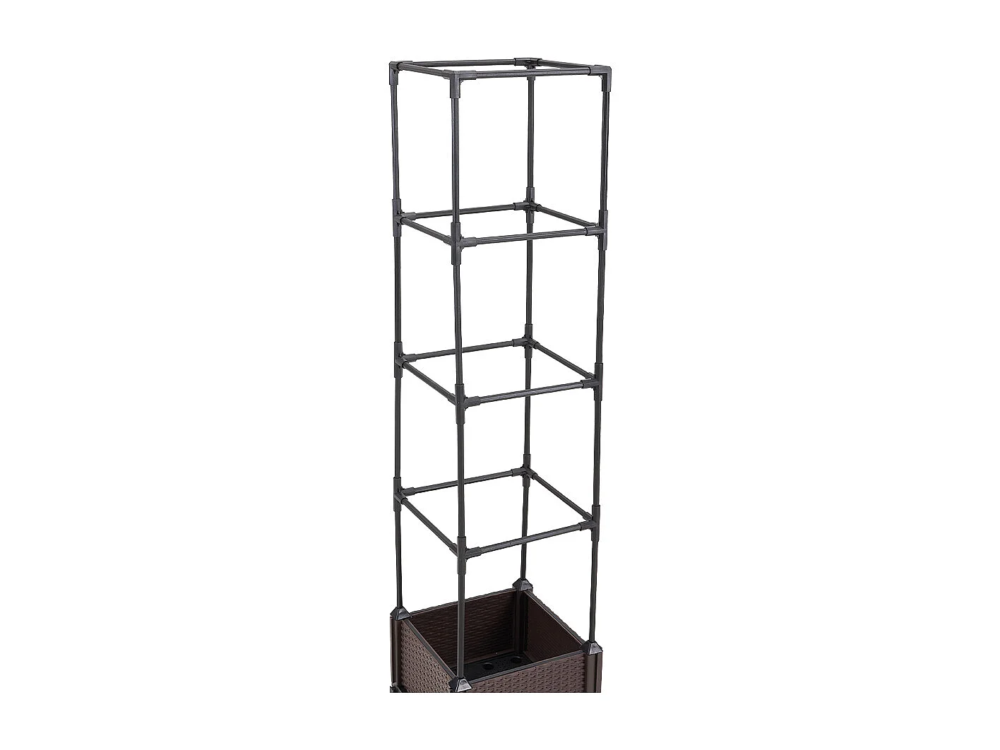 Rattan Effect Plastic & Metal Planter Box with 4-Tier Trellis