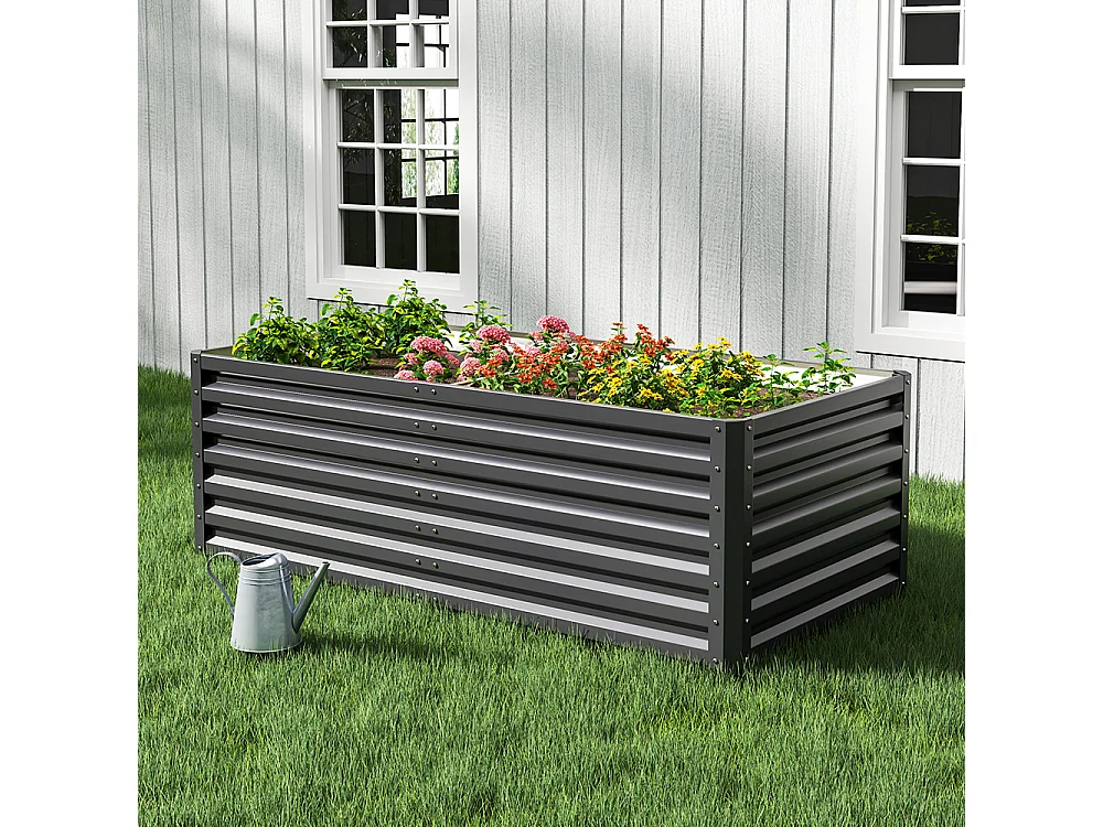 180 x 90cm Rectangular Zinc Steel Colourbond Raised Garden Bed - Anthracite