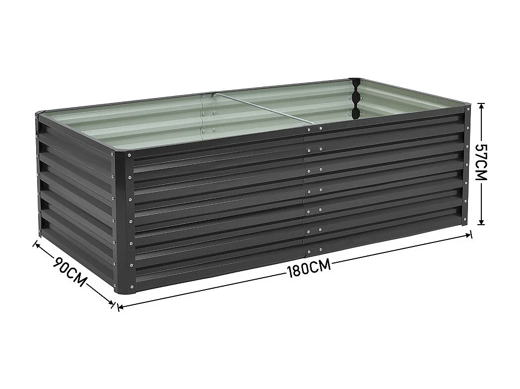 180 x 90cm Rectangular Zinc Steel Colourbond Raised Garden Bed - Anthracite