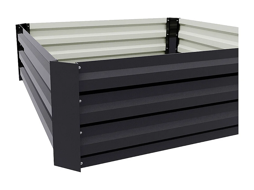 Anthracite Galvanised Steel Rectangular Raised Garden Bed - 100 x 100cm