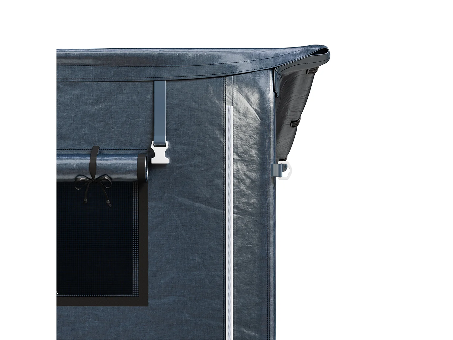 3 x 5ft Dark Grey Galvanised Steel & PE Fabric Outdoor Storage Shelter