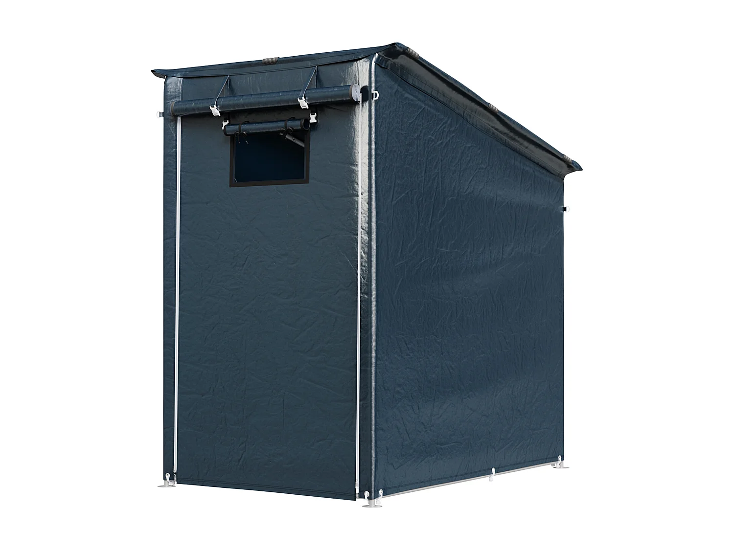 4 x 6ft Dark Grey Galvanised Steel & PE Fabric Outdoor Storage Shelter