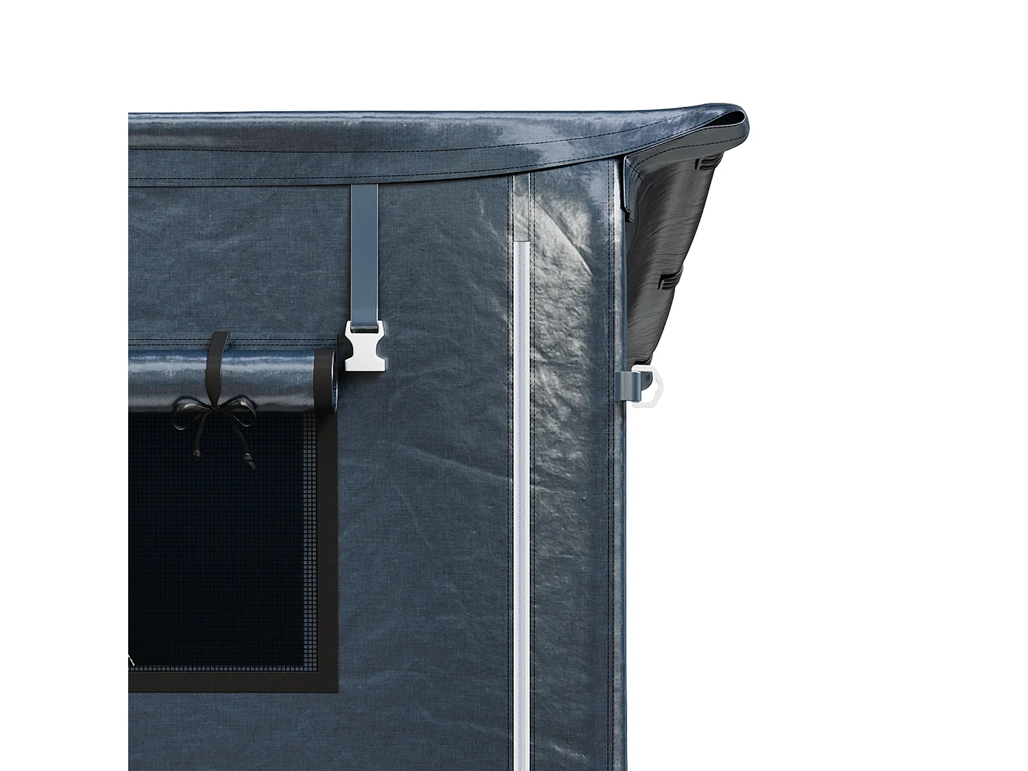 4 x 6ft Dark Grey Galvanised Steel & PE Fabric Outdoor Storage Shelter