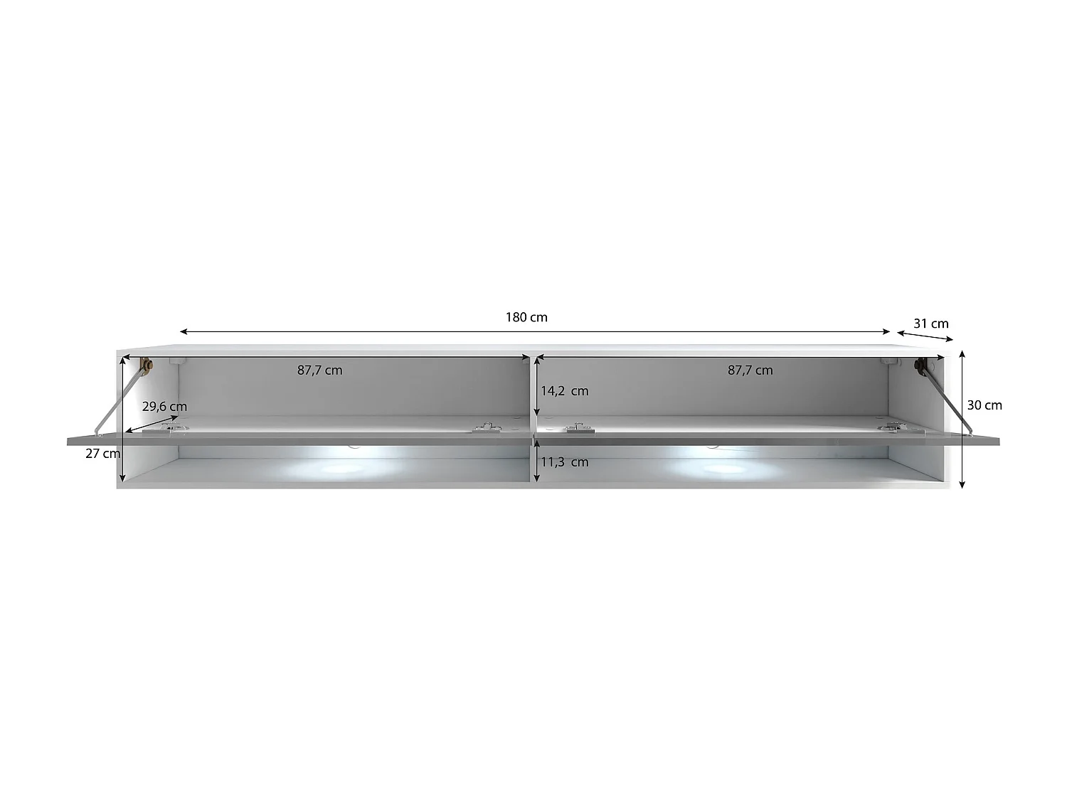 Meuble TV LOWBOARD A 180 cm, meuble de televisión, meuble de séjour, sans éclairage LED, couleur wotan