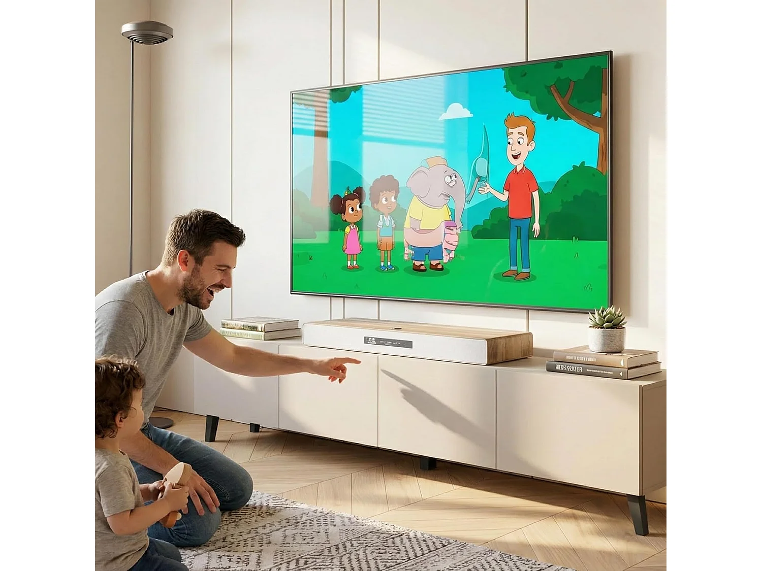 Meuble TV PHUKET 190 cm, meuble TV sur pieds, bahut de séjour, couleur beige cachemire