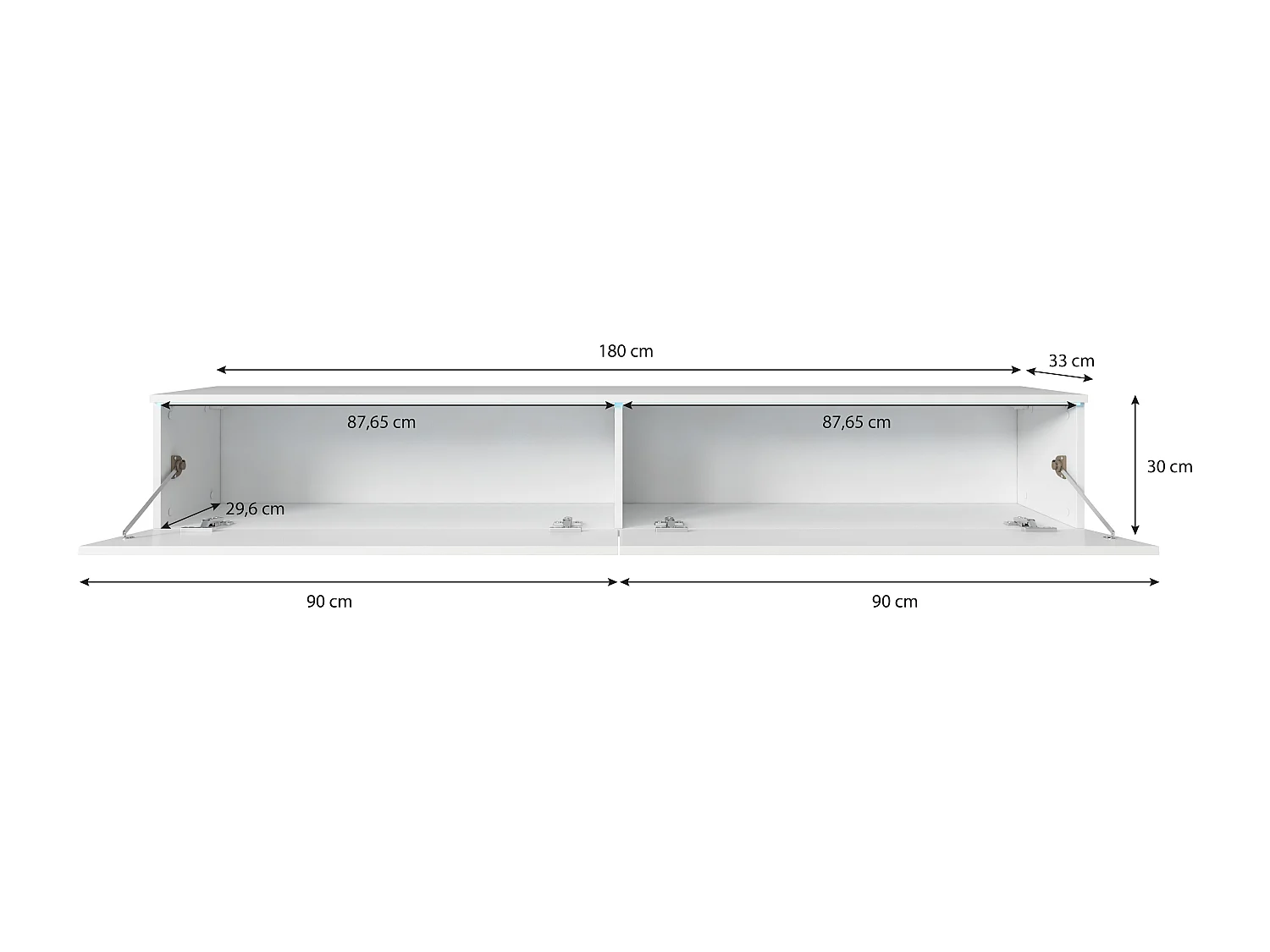 Mueble de TV LOWBOARD D 180 cm, mueble de televisión, mueble de salón, sin iluminación LED, color hormigón