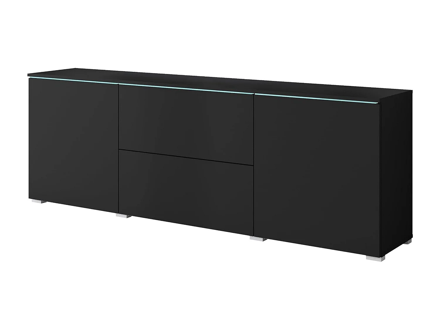 Mobile TV VERA 181 cm, mobile televisore, madia per soggiorno, con illuminazione LED, colore nero opaco