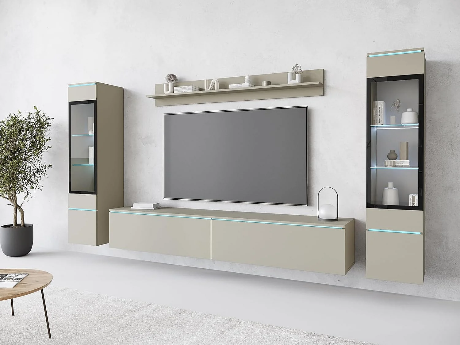 Woonkamermeubelset VERA II, woonkamerset, tv-meubel, zonder led-verlichting, kleur wotan
