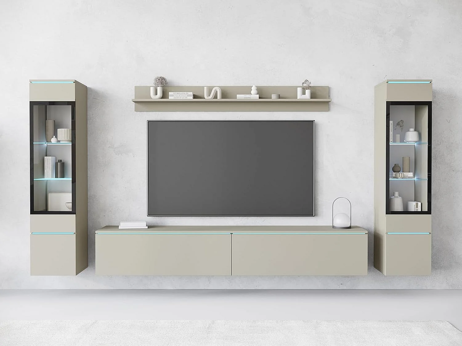 Woonkamermeubelset VERA II, woonkamerset, tv-meubel, zonder led-verlichting, kleur wotan