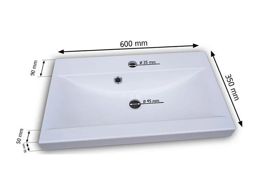 Ensemble de meubles de salle de bain MADRID II, ensemble de meubles de bain, vasque incluse, sans éclairage LED, couleur matera/blanc brillant
