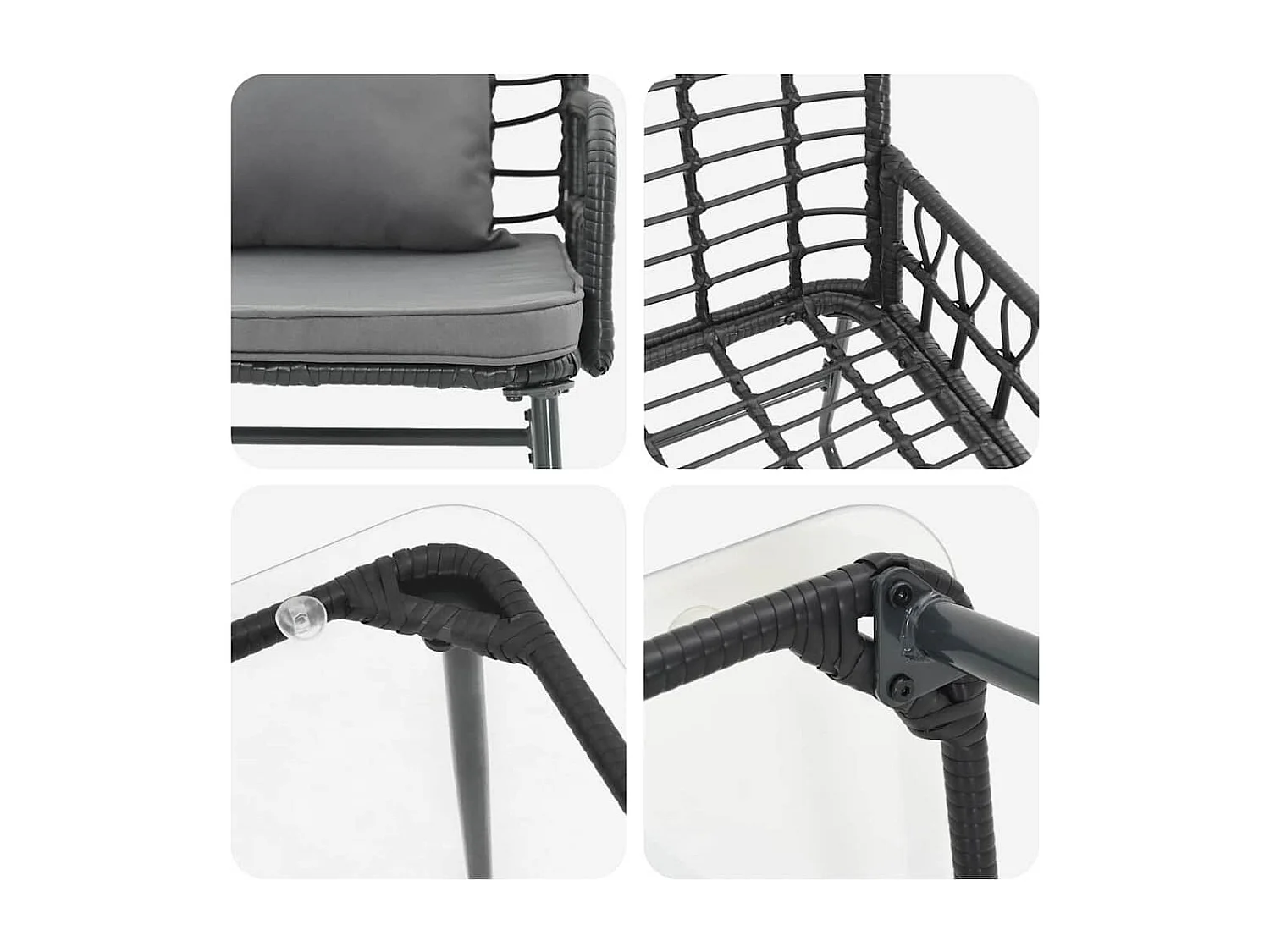Conjunto de Muebles de Jardín con cojín 4 pcs Negro y Antracita