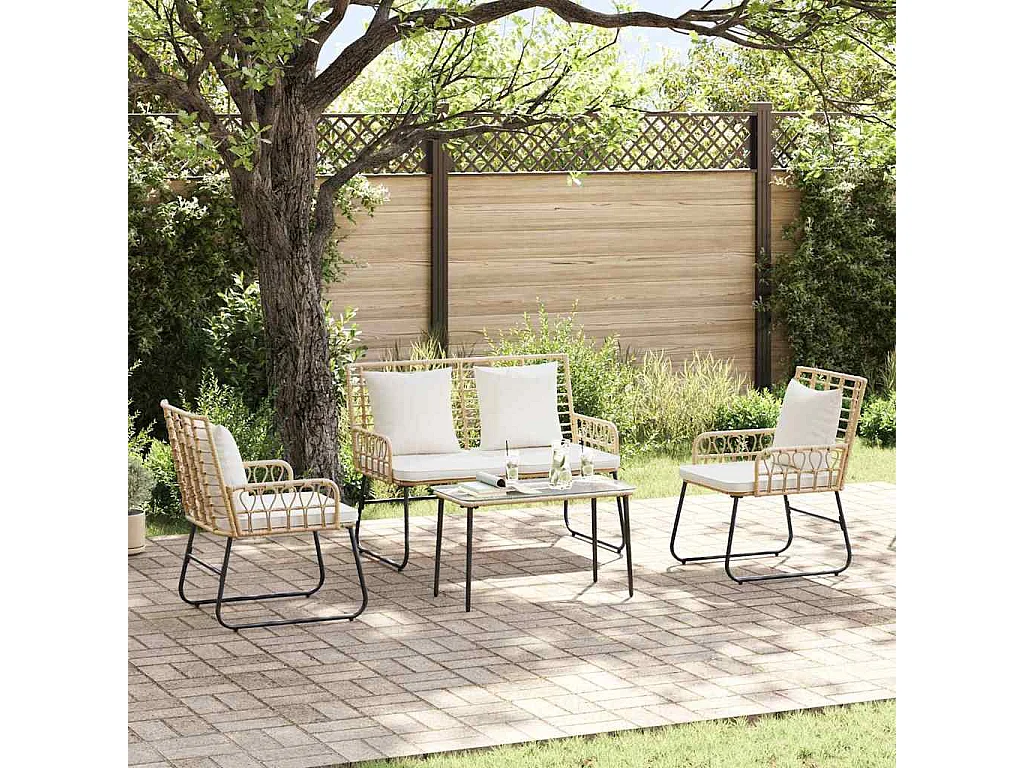 Conjunto de Muebles de Jardín con cojín 4 pcs Negro y Antracita