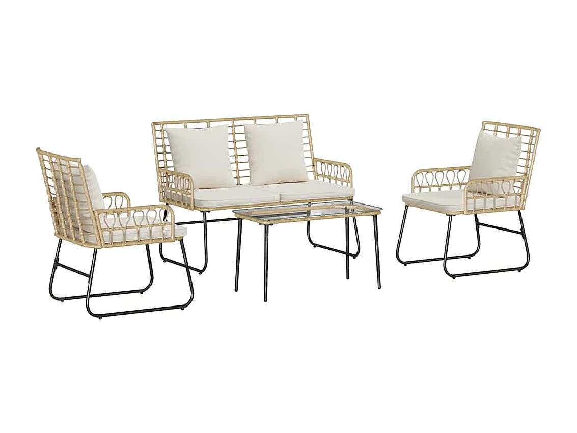 Conjunto de Muebles de Jardín con cojín 4 pcs Negro y Antracita