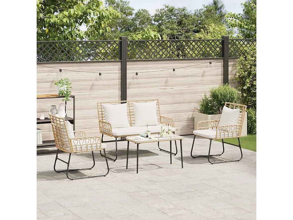Conjunto de Muebles de Jardín con cojín 4 pcs Negro y Antracita