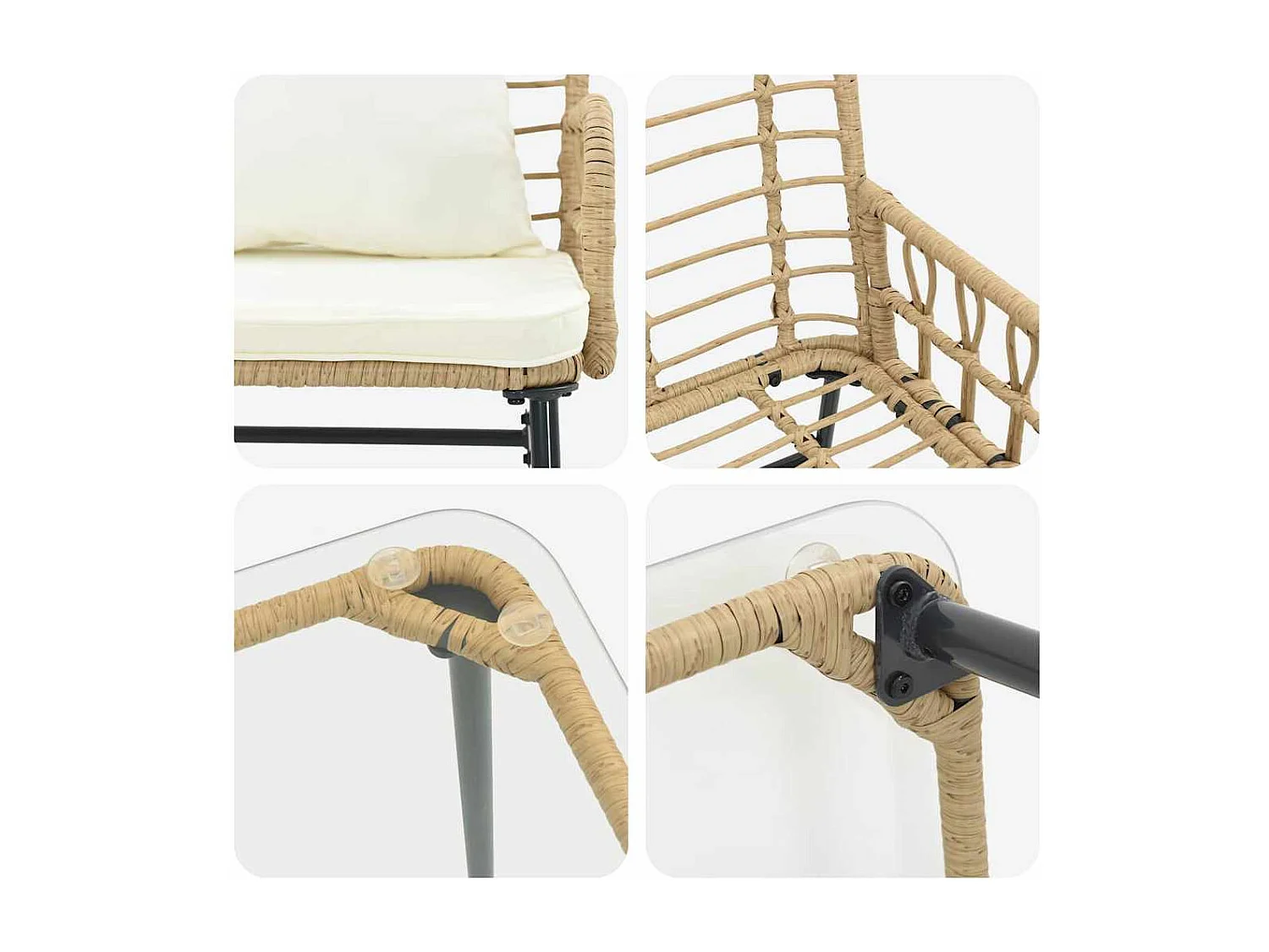 Conjunto de Muebles de Jardín con cojín 4 pcs Negro y Antracita