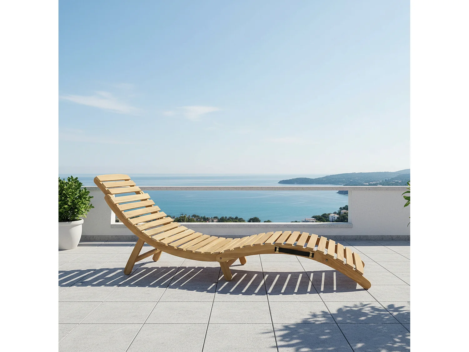 Bain de soleil pliant en acacia KOMODO