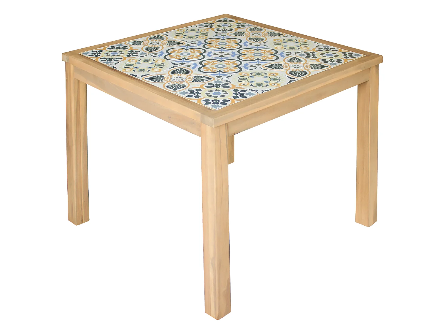 Ensemble table et chaises de jardin 4 places en acacia et céramique FARO