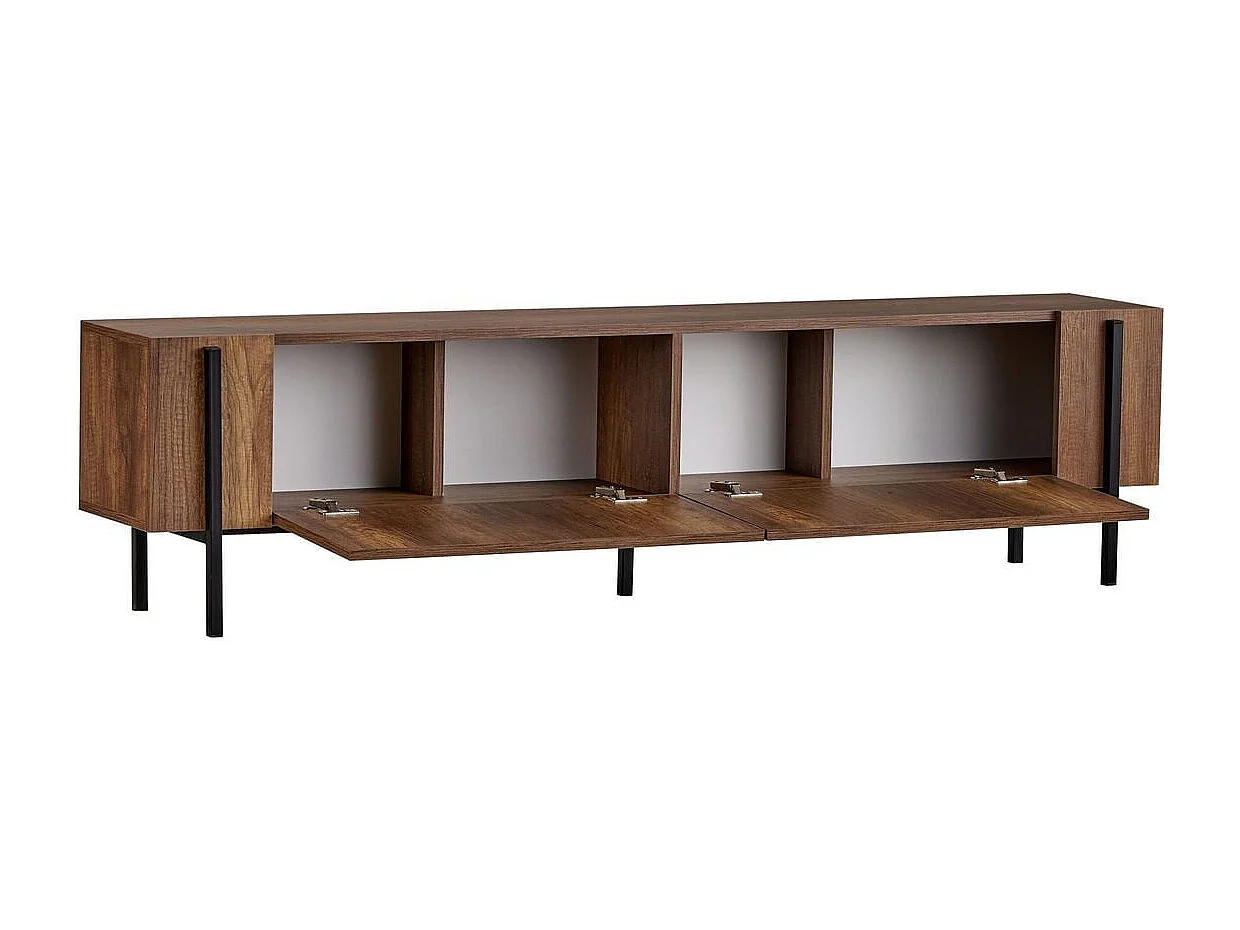 TV-meubel met 2 klepdeuren en metalen poten L180 cm - ATLAS