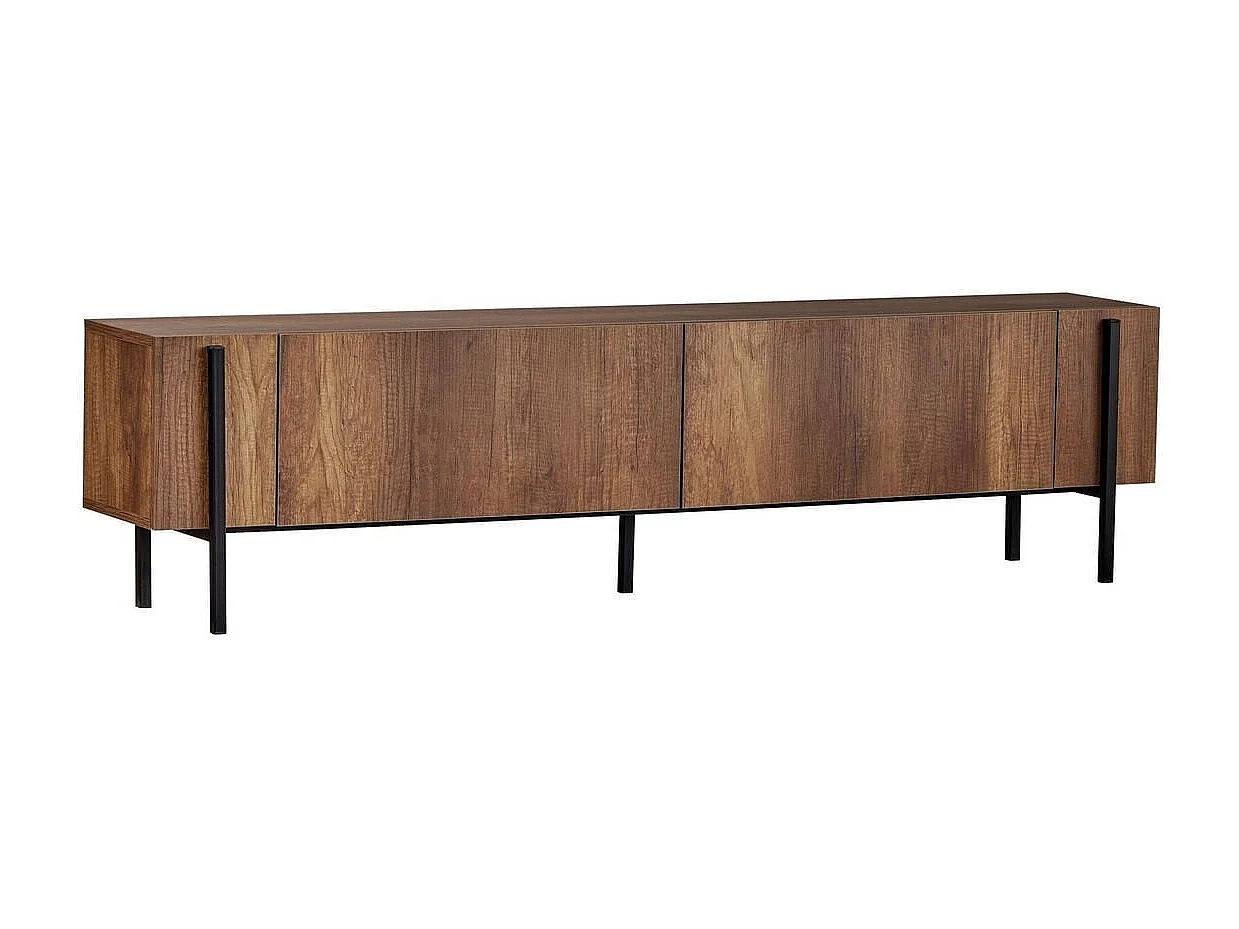 TV-meubel met 2 klepdeuren en metalen poten L180 cm - ATLAS