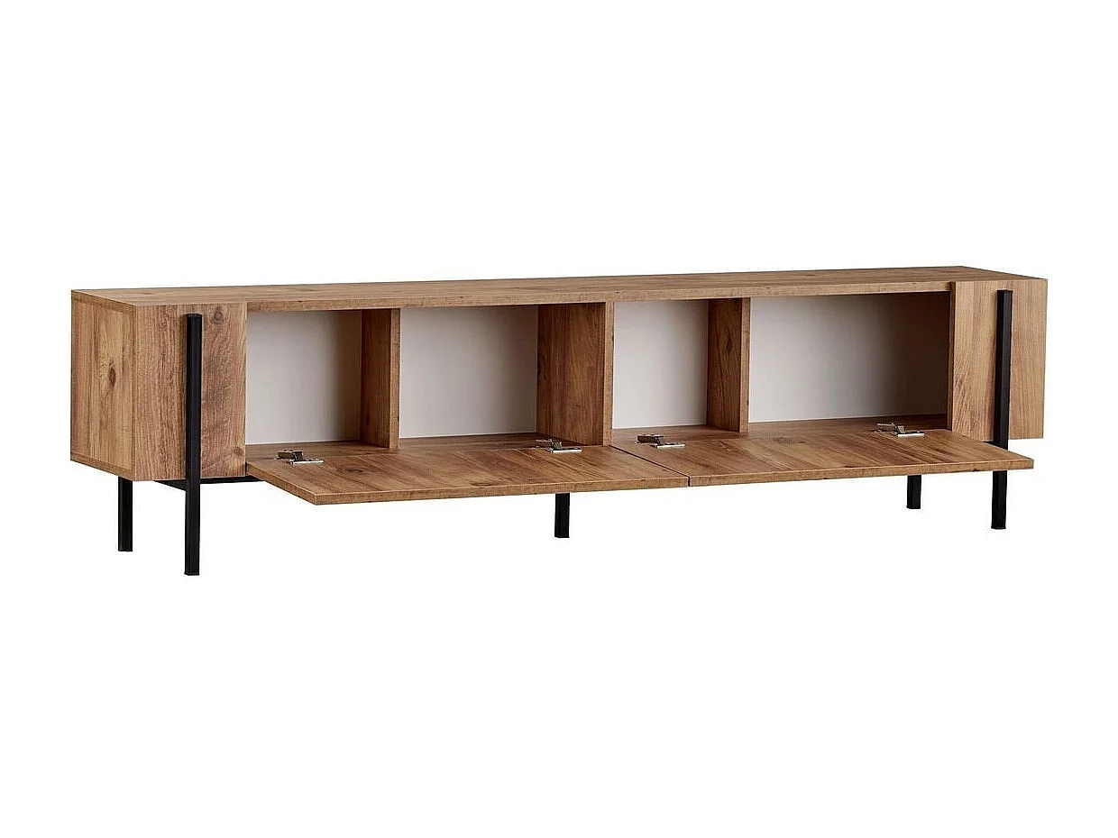 TV-Möbel mit 2 Klapptüren und Metallfüßen, L180 cm - ATLAS