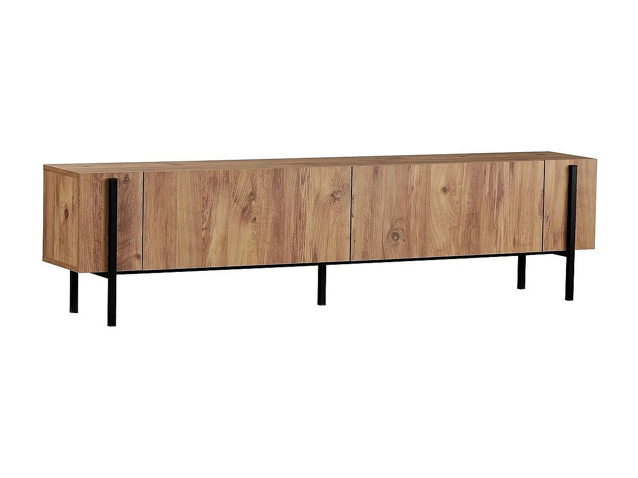 TV-Möbel mit 2 Klapptüren und Metallfüßen, L180 cm - ATLAS
