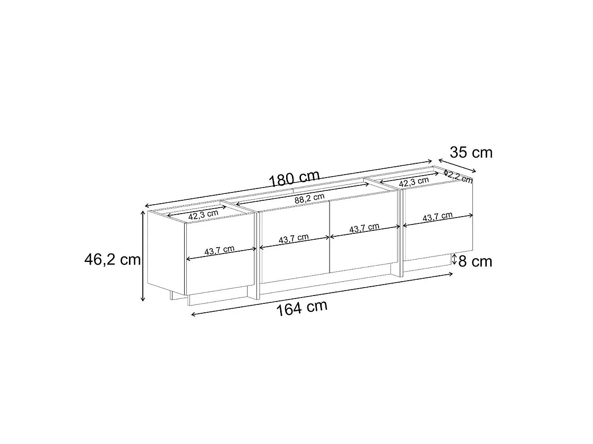Meuble TV 4 portes L180 cm - ARVEN