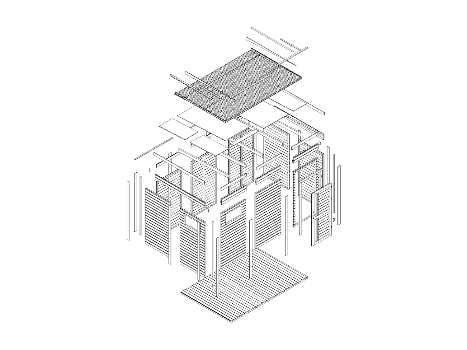 Casetta da giardino in legno con pavimento trattato - 6.18 m² / 202 x 306 x H216 cm - M326F1+M326G