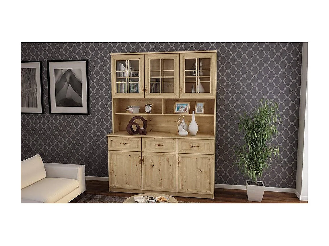 Buffet spacieux 150 cm avec placards, étagères et tiroirs – style moderne, grande capacité de rangement