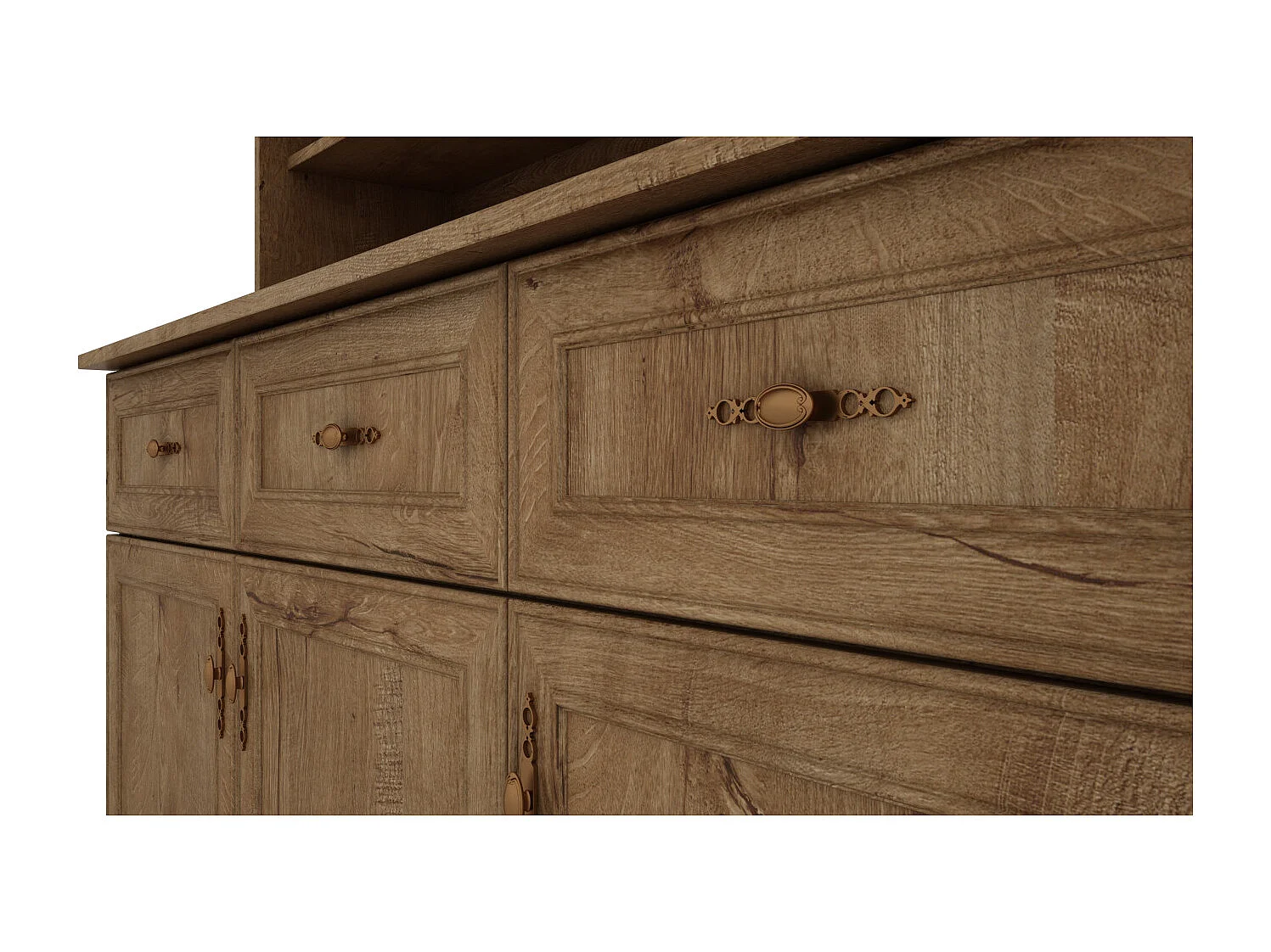 Buffet spacieux 150 cm avec placards, étagères et tiroirs – style moderne, grande capacité de rangement