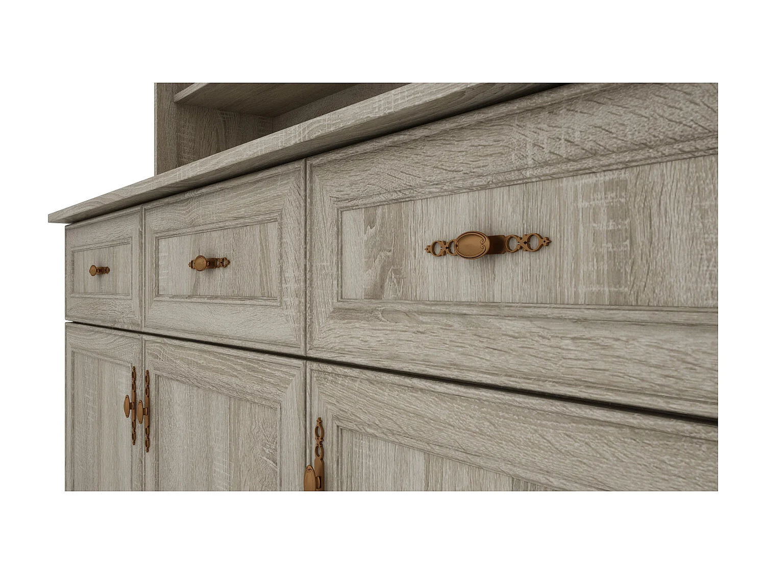 Buffet spacieux 150 cm avec placards, étagères et tiroirs – style moderne, grande capacité de rangement
