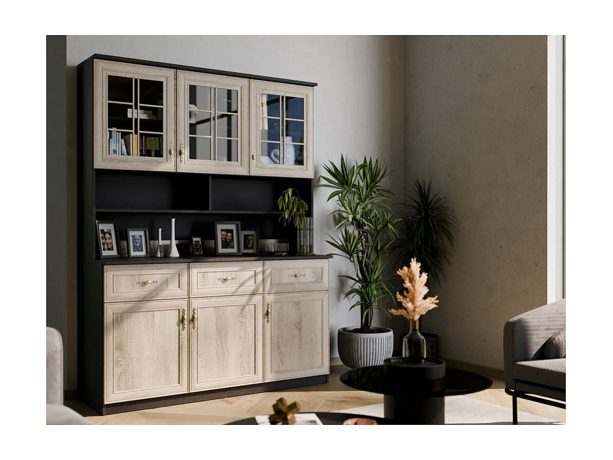 Buffet spacieux 150 cm avec placards, étagères et tiroirs – style moderne, grande capacité de rangement quincaillerie de haute qualité