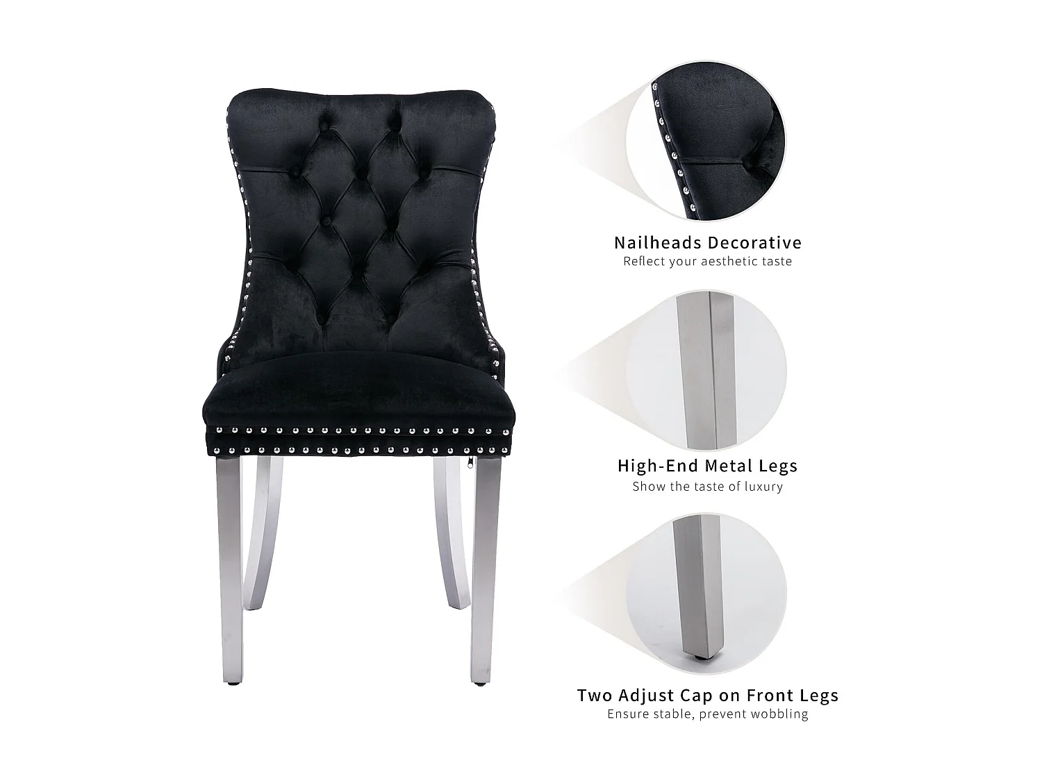 Winchester Set of 6 Velvet Dining Chairs with Sliver Chrome Legs Upholstered with Velvet Fabric