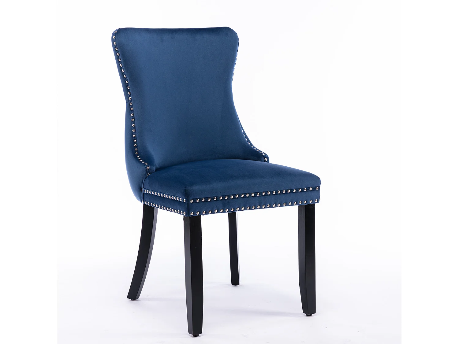 Sierra Set of 6 Wing Back Dining Chairs with Velvet Tufted & Oak Wood Legs