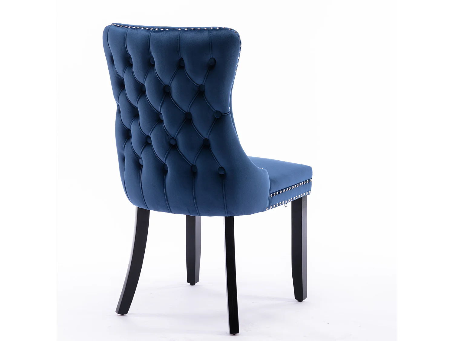 Sierra Set of 6 Wing Back Dining Chairs with Velvet Tufted & Oak Wood Legs