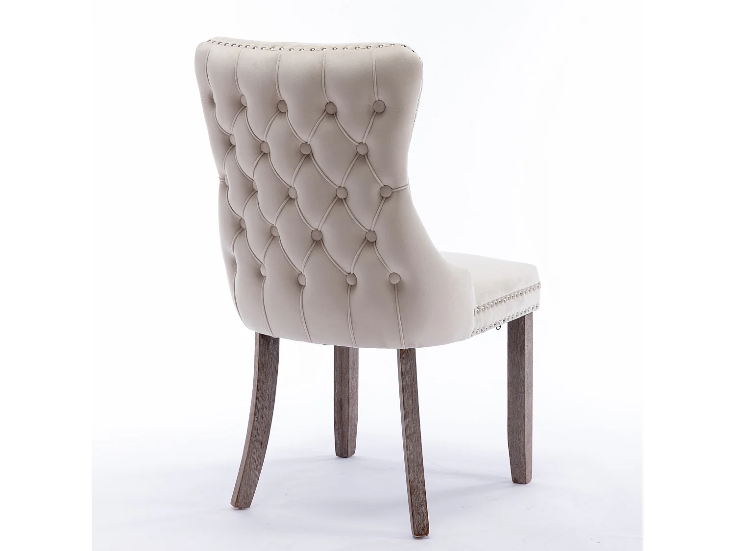 Sierra Set of 2 Wing Back Dining Chairs with Velvet Tufted & Oak Wood Legs