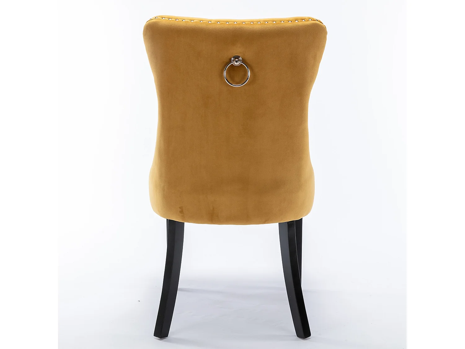 Romsey Set of 2 Dining Chairs Upholstered in Velvet with Oak Legs and Knocker Ring Back