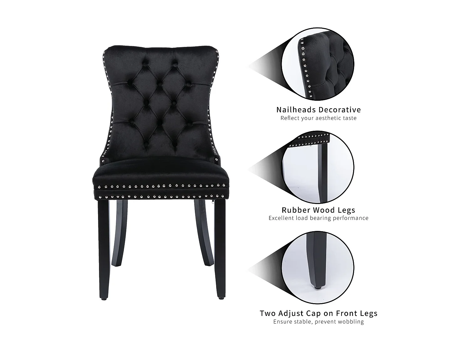 Romsey Set of 6 Dining Chairs Upholstered in Velvet with Oak Legs and Knocker Ring Back
